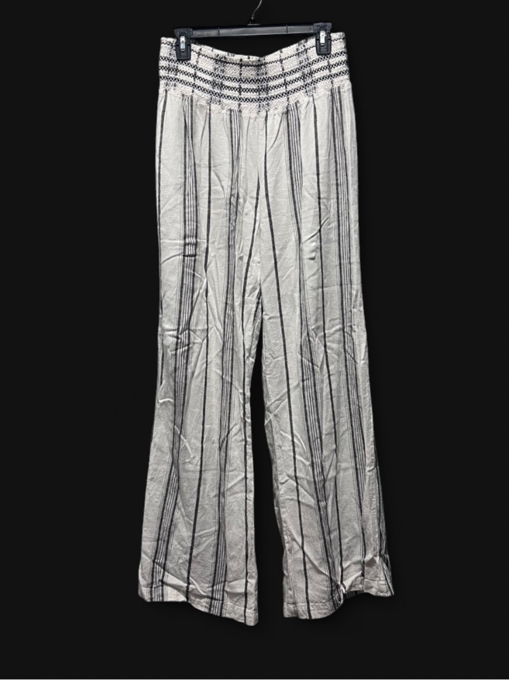 Happily Grey Striped Wide-Leg Linen Blend Pants - Size XL